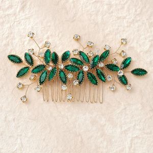 Grampos de cabelo verde cristal pente casamento noiva artesanal jóias grânulos headpiece gliter strass acessórios decoração extravagante