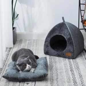 Mats Triangular Cat House Enclosed Breathable Thick Removable Villa Winter Warn Cat's House All Season Universal Thicken Kitten Sleep
