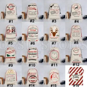 Sacos de presente de Natal Saco de lona de algodão 39 estilos Saco de Papai Noel com cordão enviado por mar