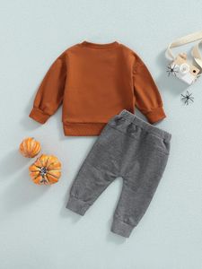 Clothing Sets Adorable 2-Piece Fall Winter Set For Baby Boys Long Sleeve Pumpkin Sweatshirt Top With Matching Pants - Perfect Halloween