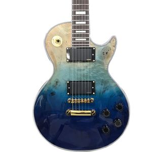 E-Gitarre, klassische Marineblau-Sunburst-Top-Gold-Hardware