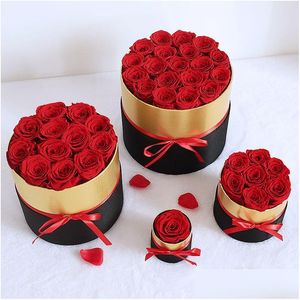Dekoracyjne kwiaty wieńce przytulaj wiadro okrągłe papierowe pakiet zbiór świeże pudełka na prezent imprezę ślubną Supplies 210317 dhe9u