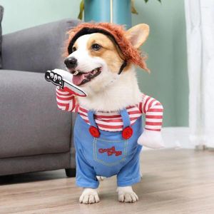 Cão vestuário animal de estimação cosplay traje assustador boneca para festa de halloween versátil roupa cães gatos engraçado chucky pequeno