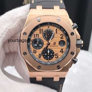 Коллекция наручных часов Часы для отдыха AP Наручные часы Royal Oak Offshore Series Прецизионная сталь Розовое золото 18 карат Автоматические механизмы 42 мм Отображение даты Функция синхронизации Me