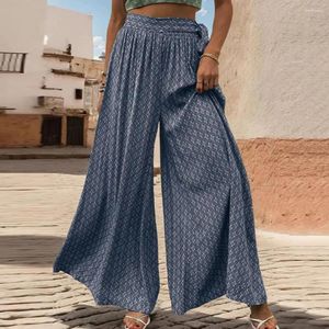 Calças femininas senhora calças compridas elegante rendas cintura alta cintura larga culottes para mulheres a linha impressa tornozelo comprimento com virilha macia