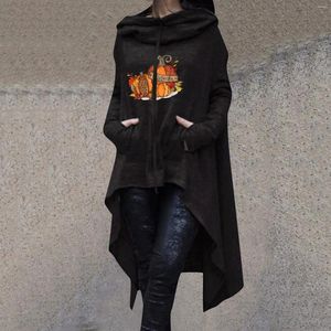 Kvinnors hoodies Jul Fall Witch Trial Print Fall/Winter Sweatshirt Lång ärm Huvhuven Halloween Pumpkin Hoodie