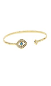 Gold plated lucky turkish evil eye jewelry elegance simple lady party gift matal open bangle bracelet3486672