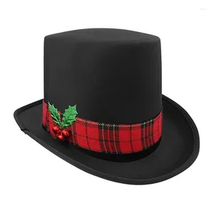 Berets Black Christmas Hat For Festive Celebrations Duable Fabric Adjustable Size Suitable Adults And Kids