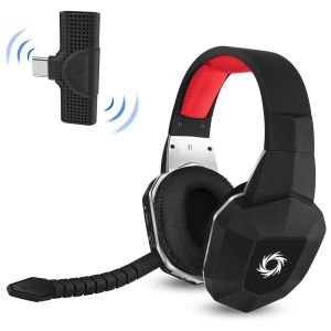 Kulaklıklar Hwn9m 2.4G Kablosuz Oyun Kulaklığı Sanal 7.1 PS4/PS5/PC/Switch/Mac/Mac/Telefon için Çıkarılabilir Mikrofonlu Surround Ses Kulaklığı