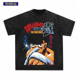 Męskie koszule T Hip Hop Streetwear O Neck krótkie rękaw Japan Boks Boks Anime Wzór nadruk T-shirt 2024 Modna koszulka unisex ponadwymiarowa