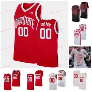 Maglia da basket personalizzata Ohio State Buckeyes E.J.Liddell Justice Sueing CJ Walker Kyle Young Justin Ahrens Zed Key Seth Towns Musa Jallow 0 Russell Qualsiasi Nome Numero