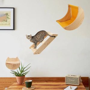 Scratchers 1PC Wall Mounted meble drewniane kota hamak łóżko kociak szelf ścienna kota okonek drewniany drapanie