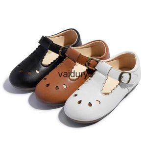 Flat shoes Summer Kids Shoes for Girl New Boy Brown Leather Hollow and breathable Rubber Sole Baby ldrens DressH24229