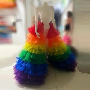 Skirts Rainbow Tulle For Women Long Extra Puffy Maxi Yong Girls Birthday Skirt Party Bottom Christmas