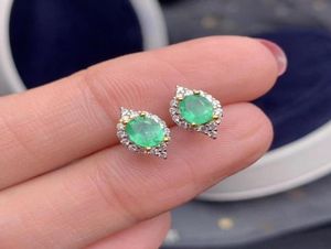 Stud Natural Green Emerald Stud Earrings 925 Silver Natural Gemstone Earring Women Elegant Simple Water Drop For Woman Party Jewel8552874