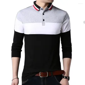 Men's Polos ARCSINX Plus Size Polo Shirt Men Long Sleeve Cotton Brand High Quality Patchwork England Style Fiess Mens Shirts