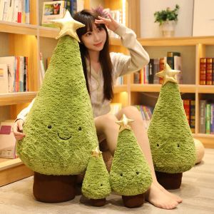 Cuscini 1 pz 2990 cm simulazione albero di natale giocattoli di peluche carino sempreverde peluche bambole che desiderano alberi farciti per Natale vestire