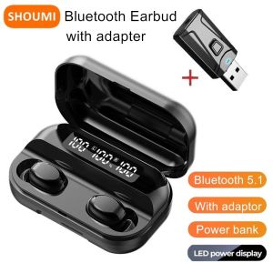 Kopfhörer SHOUMI Drahtlose Ohrhörer Tws Bluetooth Headset CVC Noise Cancelling Ear Pods mit Mikrofon USB-Adapter Kopfhörer für Fernseher Earpod