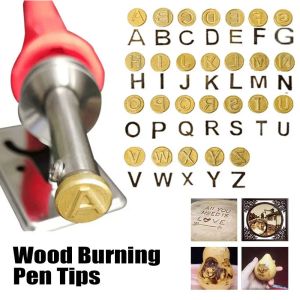 Markers Internal Heat Stencil Welding Tips 26 Letters Soldering Iron Head Set Pyrography Marking Wood Burning Pen Tips Kit