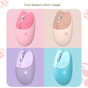 Möss DualMode Mouse 2.4G Wireless Mouse Bluetooth Mouse Söta tecknad möss Ergonomisk 3D Office Mouse For Kid Girl Gift PC Tablet