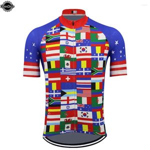 레이싱 재킷 국기 스타일 사이클링 저지 Ropa Ciclismo MTB 의류 남자 짧은 소매 자전거 옷 maillot