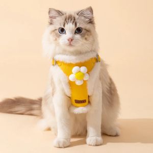 Sets Dog Harness Winter Warm Pet Harness Leash Set Dog Walking Set Cute Cat Vest Harness for Puppy Medium Dogs Warm Pet Supplies