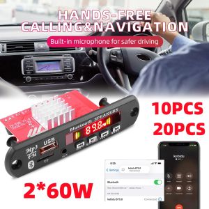 Player 20/10pcs 60W Amplifier 12V 24V MP3 Decoder Board Handsfree Bluetooth 5.0 Wireless 120W Music Player USB FM AUX Folder Switching