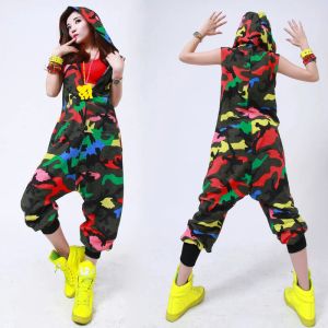 Capris New Fashion Hip Hop Dance Costume Performance Wear EuropeanLoose Leopard Harem Jazz Jumpsuit Camouflageワンピースパンツ