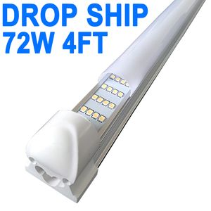 LED Shop Light 4Ft, 72W LED Tube Light Fixture, 4 foot Milky Cover Pure White 6000K, 4-Rows Integrated Fixture for Cooler Door Lighting 25Pack 4Ft Lamps Barn crestech