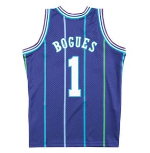 مقصورات كرة السلة المقفرة Muggsy Bogues 1992-93 94-95 Mesh Hardwoods Classics Retro Green Blue Men Women Youth Jerseys S-6XL