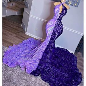 Sparkly Mermaid Prom Dresses Black Girls aftonklänning ärmlösa festklänningar Robes Vestidos Noche BC15518