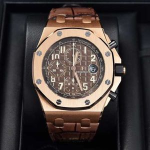 Pilot İzle Üst kol saati AP bilek izle Royal Oak Ofshore Serisi Erkekler Saatler 42mm Çelik Hassas Çelik 18K Gül Altın Beyefendi Sıradan İzle 26470orooa099CR