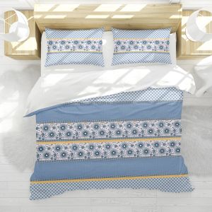 Set Bucephalus Bed Line King Queen Twin Standard Rozmiar Blue i świeży styl geometryczny zestawy podwójne łóżko kołdry osłony Sheer zasłony