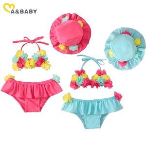 Roupa de banho mababy 024m criança infantil criança bebê meninas maiô floral biquinis define verão recém-nascido menina beachwear maiô