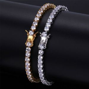 4 mm 6 mm Męskie Męskie z Cuubic Zirkonia Bling Bling 1 rzędowa bransoletka tenisowa Hip Hop CZ Symulowane diamenty Shine Triple Lock Clamp342p