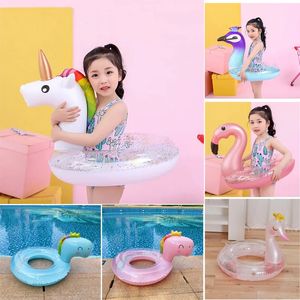 Rooxin Inflatable Flamingo Pool Float Baby Swimming Ring Summer Beach Party Toys Unicorn Circle Accessories 240223