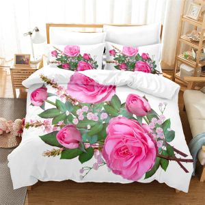 Set Queen Bedding Set Pink Rose Sexig täcke täckning Highgrade Comporter Sängkläder set säng set quilt täckning king size dock cover set ren gardiner