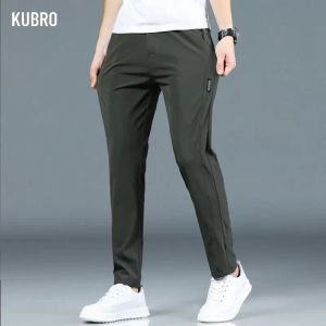 Pants KUBRO 2023 New Pants Elastic Fivecolor Optional Fashion Casual Temperament Men Business Summer Light Gray Dark Military Green