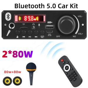 Player 80W Amplificador Bluetooth 5.0 MP3 Decoder Board 12V Car MP3 Player USB FM Gravação Pasta Comutação Microfone Controle Handsfree