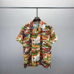 2024 Designer Fashion Hawaiian Letter Interwoven Beach Shirt for Men Designer Silk Bowling Shirt Casual Men's Summer Short Sleeve Size M-3XL #008