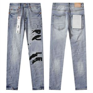 Designer men's jeans European and American high street trendy brand high-quality letter printed blue slim fit oversized leggings