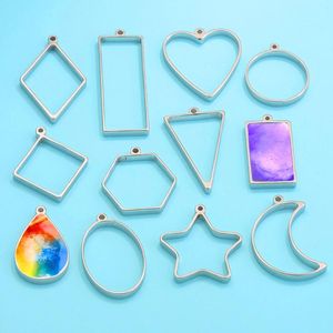 Charms 3pcs Stainless Steel Open Back Bezel Pendants For Jewelry Making Silver Color Heart Star Geometric Diy Women Earrings Findings