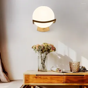Lampada a muro moderna casa decorazione interno flaccida del soggiorno camera da letto nordico vetro vintage in ghrano in legno in legno a LED