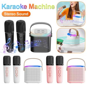 Speakers Microphone Karaoke Machine Portable Bluetooth 5.3 PA Speaker System with 1/2 Wireless Microphones Home Family Singing Machine