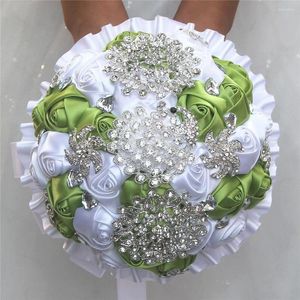 Flores de casamento personalizado cristal buquês de noiva acessórios frutas verde branco broche bouquet corsage buque de mariage