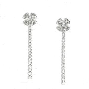Clover Tassels Removable Designer Dangle Earrings for Woman Sterling Silver Diamond Official Reproductions 925シルバーブランドデザイナージュエリー