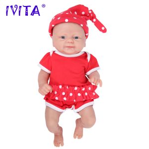 Dockor Ivita WG1512 36cm 1,65 kg Full Body Silicone Bebe Reborn Doll med 3 färger Eye Realistic Girl Baby Toy for Children With Clothes