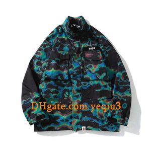 Men Bomber Jacket Baseball Jacket Flight Jacket Flocking Letters and Brodery Design Trendy Matching Faux Leather Fleece Jacket Camouflage Jacket Asian Storlek B16