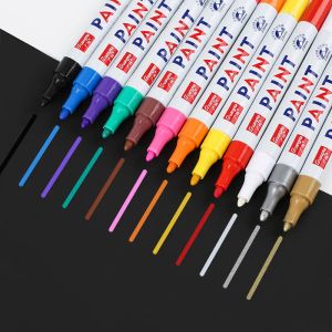 Markers 12 Colors Set Permanent Waterproof Marker Pen Paint Car Tire Tread Rock Mark Glass CD Tool Artist Paintbrush Office Supply Gift