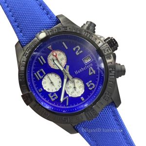 New Blue Reloj de Lujo Men Watch Japan Quartz 운동 크로노 그래프 남성 나일론 스트랩 남성 시계 손목 시계 스포츠 Uhren194N